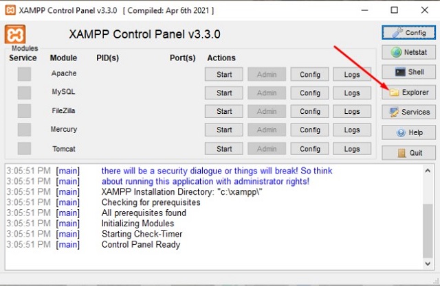 sửa lỗi vượt quá dung lượng upload phpMyAdmin trên XAMPP bước 1