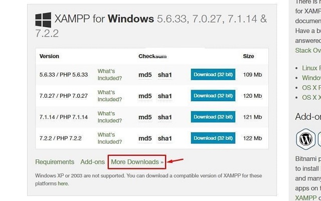 nâng cấp PHP cho XAMPP bước 1
