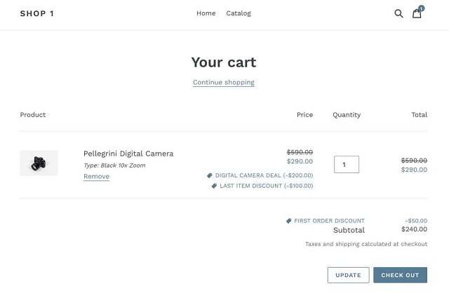 Phí dịch vụ của Shopify khi sử dụng Shopping Cart