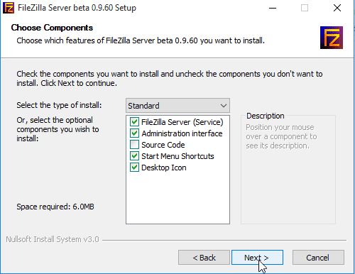 Cài đặt FileZilla Server Windows-bước 2.0