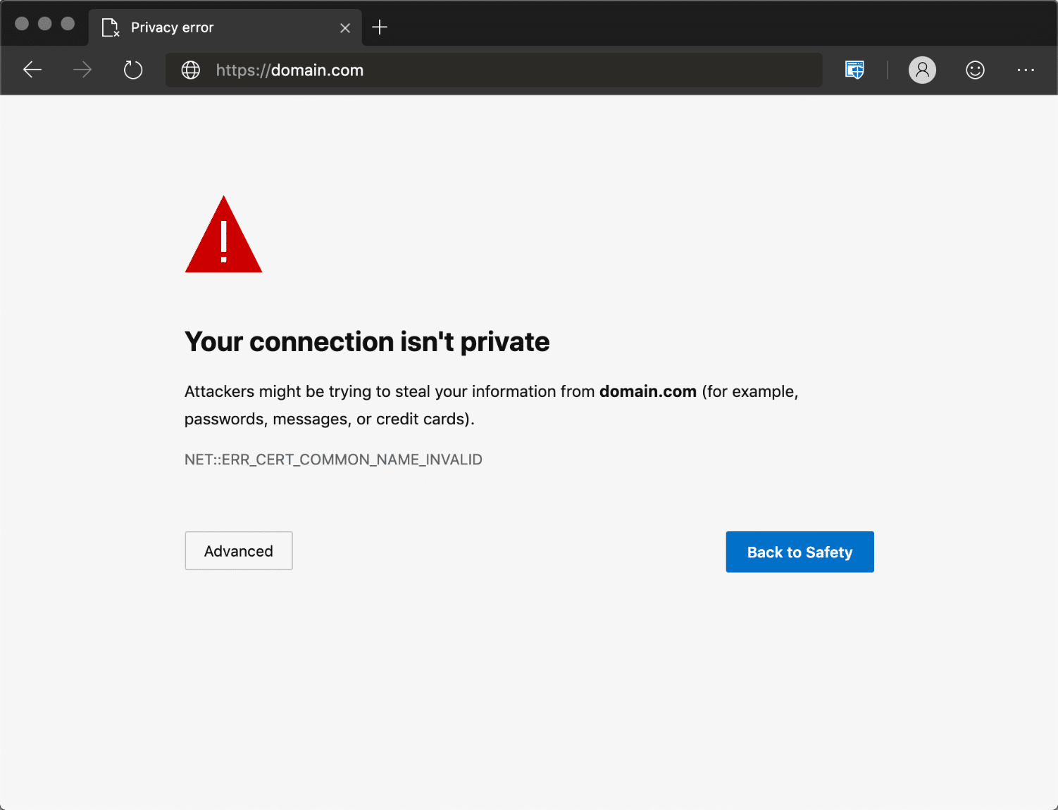 Loi Your Connection Isn’t Private tren Microsoft Edge