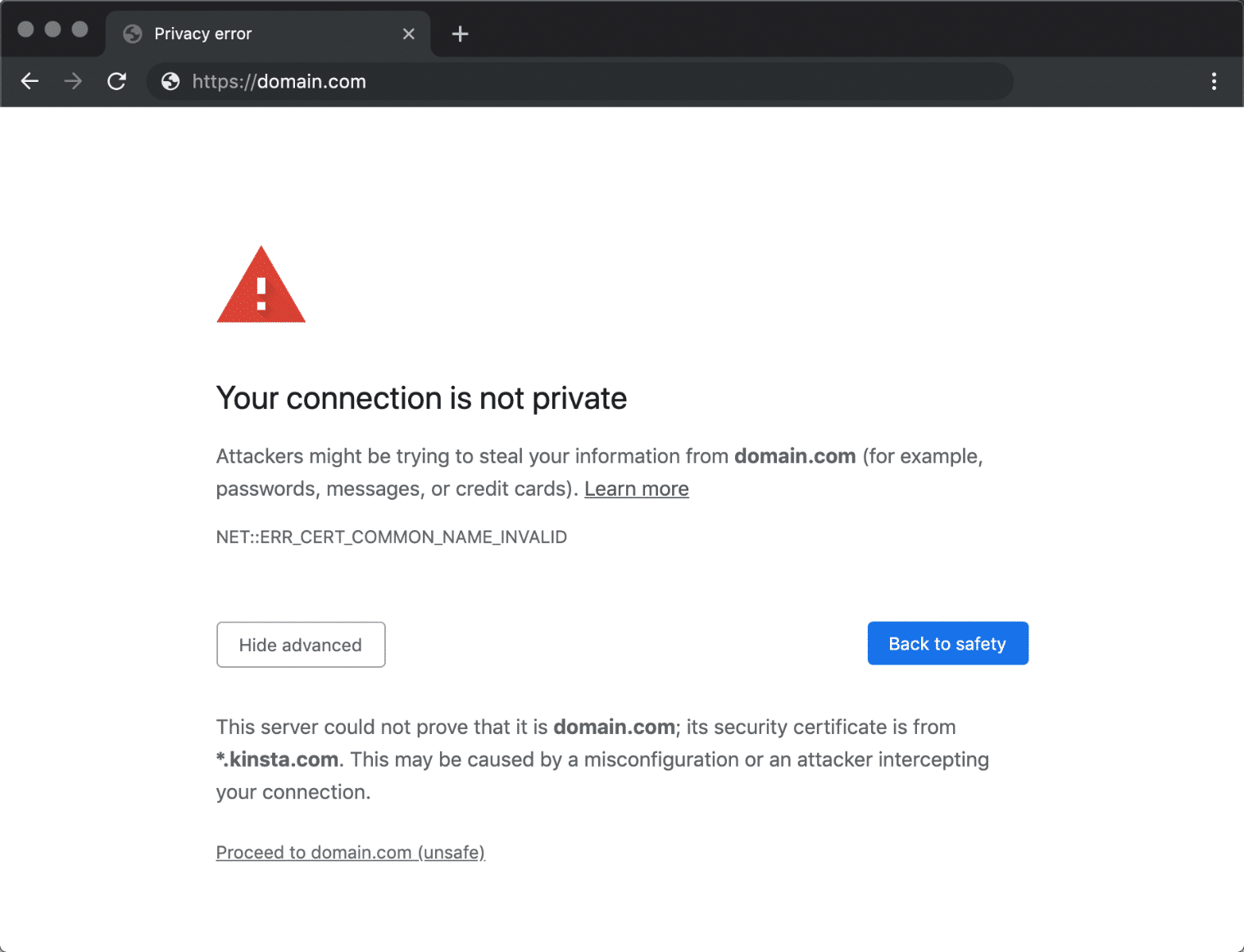 Loi Your connection is not private tren Google Chrome