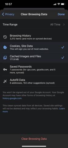 Cach xoa bo nho cache va cookie tren Google Chrome cho iOS-5