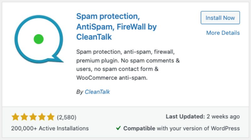 plugin Spam Protection by CleanTalk